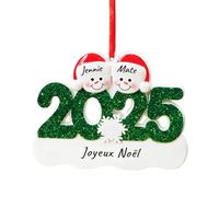 Boules de Noël 2025 Personnalisées aux Prénoms Famille de 2,3,4,5,6 - Décoration Noel Personnalisable Ornements de Sapin de Noël de Bonhomme de Neige - Cadeau Personnalisé pour Noel Famille