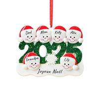 Boules de Noël 2025 Personnalisées aux Prénoms Famille de 2,3,4,5,6 - Décoration Noel Personnalisable Ornements de Sapin de Noël de Bonhomme de Neige - Cadeau Personnalisé pour Noel Famille