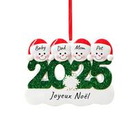 Boules de Noël 2025 Personnalisées aux Prénoms Famille de 2,3,4,5,6 - Décoration Noel Personnalisable Ornements de Sapin de Noël de Bonhomme de Neige - Cadeau Personnalisé pour Noel Famille
