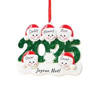 Boules de Noël 2025 Personnalisées aux Prénoms Famille de 2,3,4,5,6 - Décoration Noel Personnalisable Ornements de Sapin de Noël de Bonhomme de Neige - Cadeau Personnalisé pour Noel Famille