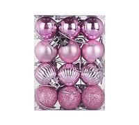 Boules de Noël, 24PC Boules De Noël Ensemble Paillettes Boule Décorations de Sapin de Noel Rouge, Decoration Sapin Boules Noel pour Decoration de Noël, Mariage, Fête Anniversaire (Rose #1)