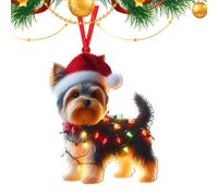 Boules de Noël - 2D - Ornements en acrylique - Décoration d'hiver - Pendentif de Noël en forme de chien - Pour rebord de fenêtre, chambre à coucher, balcon, mur, jardin, cour, chemin, maison et