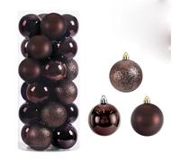 Boules de noël 3/4/6CM, 24 pièces, Grande Boule, Pendentif d'arbre, Ornements for décoration fête, Accessoire Cadeaux du Nouvel an pour Decoration Noel ExtéRieur Ou IntéRieure(6CM,Coffee)