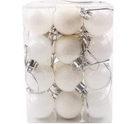 Boules de Noël 3CM 24 Pièces - Ornements en Plastique pour Sapin, Décoration Intérieure, Mariage, Fête d'Anniversaire (Blanc)