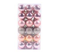 Boules de Noël 4CM 36PC en Plastique Robuste - Décoration Sapin Intérieur Extérieur Incassable Réutilisable (Or Rose)