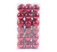 Boules de Noël 4CM 36PC en Plastique Robuste - Décoration Sapin Intérieur Extérieur Incassable Réutilisable (Rouge)