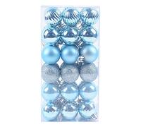 Boules de Noël 4CM 36PC en Plastique Robuste - Décoration Sapin Intérieur Extérieur Incassable Réutilisable (Bleu Clair)