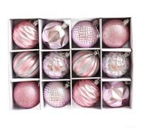 Boules de Noël 6cm 12pcs PVC Plaqué Argent pour déco Boules de(6CM Powder) | Diamètre 6cm standard, finition plaquée argent, style nordique épuré, lot de 12 pour grand sapin