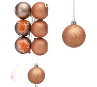 Boules de Noël 6pcs 6cm Motif Biscuit Sucré Double Texture | Plastique résistant Différents finis scintillant et mat Convient maison bureau magasin pour arbre de Noël