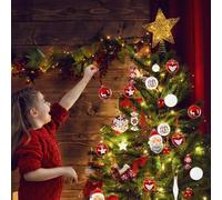Boules de Noel 70 pcs Suspendues au Sapin de Noel Pendentifs Decoratifs pour Maison Fete Cadeaux pour Nouvel An 2023 Rouge et Blanc