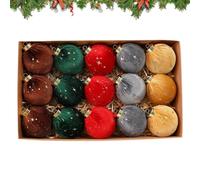 Boules de Noël 8 cm rustiques floquées décorations de vacances | Boules de Noël floquées pour maison, dortoir, couloir, école, chambre à coucher, appartement, fête de Thanksgiving