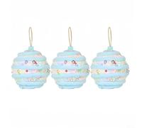 Boules de Noël 8cm Décoration Sapin 3pcs pour mousse Boules de(Blue) | Design élégant, finition lisse, touche sophistiquée, ambiance festive, pour facile à accrocher