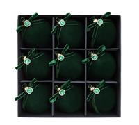 Boules de Noël 9 Pièces, 8cm en Velours Floqué avec Nœuds, pour Le Sapin | Texture Douce et Boucles de Suspension pour Sapin, Couronne, Guirlande, Cheminée, Rambarde, Fenêtre et Décor Familial