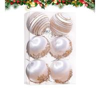 Boules de Noël à l'épreuve de 6 pièces en vrac, décorations d'arbres suspendues avec corde en métal | Célébration d'hiver pour patio, véranda, couronne, guirlande