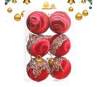 Boules de Noël à l'épreuve de 6 pièces en vrac, décorations d'arbres suspendues avec corde en métal | Célébration d'hiver pour patio, véranda, couronne, guirlande