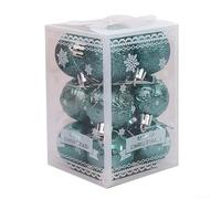 Boules de Noël à paillettes pour hôtel, restaurant - Vert - 4 cm