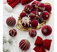 Boules de Noël à Suspendre avec Flocage Boule et Noeud Pendentif pour Sapin de Noël Mariage Cérémonie Décoration (L)