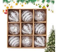 Boules De Noël À Suspendre Décorations 9 Pièces Décorations Incassables | Décorations pour Sapin de Noël Pour Bureau Lieu Travail Porte Fenêtre Mur Pièce Maison Fêtes De Blanc