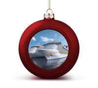 Boules de Noël à suspendre en forme de bateau de croisière - Boules de Noël rouges - Décorations de fête pour les fêtes de fin d'année, décoration d'intérieur