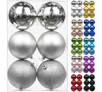 Boules de Noël Argenté Geante décoration Sapin de Noël Lot de 6, 3.9"/10CM Boules Suspendues pour Sapin de Noël, pour Décoratives Vacances Fourniture De Fête De Mariage Maison Festival Décors