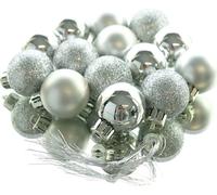Boules de Noël argentées incassables Ø 3 cm en plastique - 14 pièces