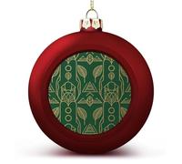 Boules de Noël art déco à décoller et à coller - Boules de Noël à suspendre pour fête de Noël, mariage, décoration d'intérieur - Rouge et doré - 6 cm