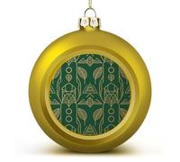 Boules de Noël art déco à décoller et à coller - Boules de Noël à suspendre pour fête de Noël, mariage, décoration d'intérieur - Rouge et doré - 6 cm