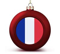 Boules de Noël avec drapeau de la France - Souvenir du drapeau national - Boules décoratives à suspendre pour arbres de Noël, Nouvel An pour la famille