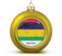 Boules de Noël avec drapeau de l'Ile Maurice - Souvenir du drapeau national - Boules d'ornement à suspendre pour arbres de Noël, Nouvel An pour la famille