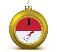 Boules de Noël avec drapeau de Monaco et inscription « I Love My Country » - Décorations de Noël pour sapin de Noël - Décoration de fête de mariage - Boules de Noël à suspendre