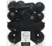 Boules de Noël avec étoile de Noël en plastique noir 33pcs