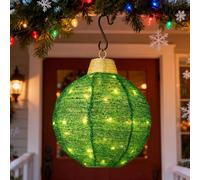 Boules de Noël avec minuterie - 45 cm - Décoration de Noël LED - Boule lumineuse à suspendre - Lampion lumineux - Boule de Noël - Éclairage extérieur - Batterie - Vert