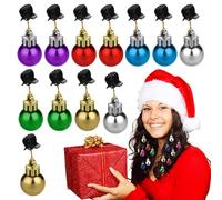 Boules de Noël avec pince à barbe - 12 décorations de Noël pour barbe | min cloches et boules colorées, pinces à cheveux ou barbe de Père Noël, amusantes pour les fêtes