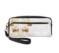 Boules de Noël avec rubans tourbillonnés et étoiles - Trousse de maquillage de voyage avec deux poches pour accessoires de beauté quotidiens, Noir , Taille unique, Trousse de maquillage