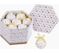 Boules de Noël Blanc Or Papier Polyfoam 7,5 x 7,5 x 7,5 cm (14 pièces)
