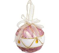 Boules de Noël Blanc Rose Tissu Polyfoam 8 x 8 x 8 cm (4 pièces)