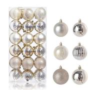 Boules De NoëL Boule de décoration noël 3/4CM, 24/36 pièces, Ornements d'arbre for la Maison, Accessoires Boule Pendentif du Nouvel an Décor(4CM,36Pcs Champagne Gold)