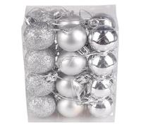 Boules de Noël, boules à paillettes, d'ornement, décoration jardin, maison, for arbre(Silver,3cm)