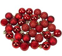 Boules de Noël, Boules d'arbre De Noël 4cm 24pcs / Boîte Boules de Noël Arbre Babiole Porte Suspendue Ornements de Décoration Décorations Arbre Boules Décoratives Vacances Fête Noce (Rouge)