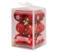 Boules de Noël, boules, d'arbre, pendentif suspendu, décoration en plastique, accessoires fête du nouvel an, décorations d'ornement(Red)