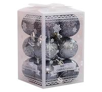 Boules de Noël, boules, d'arbre, pendentif suspendu, décoration en plastique, accessoires fête du nouvel an, décorations d'ornement(Grey)