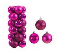 Boules De NoëL Boules de noël 3/4/6CM, 24 pièces, Grande Boule, Pendentif d'arbre, Ornements for fête du Nouvel an, Accessoire Cadeaux décoration Décor(6CM,Rose Red)