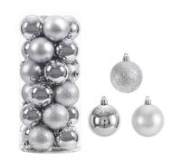 Boules De NoëL Boules de noël 3cm, 24 pièces, Ornements d'arbre, pendentifs Suspendus, fête à Domicile, décor, Cadeau du Nouvel an(Silver)