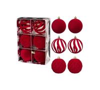 Boules de Noël Boules de Noël en Velours, 12 pièces, Assortiment de décorations for Sapin de Noël floquées, Pendentif en Plastique Pendentif(Rot)