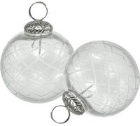 Boules de Noël Boules de Noël en verre transparent Ø7,5cm Set de 3 avec motif de filet