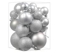 Boules de Noël, boules, décoration, boule 4 à 8 cm, ornements suspendus for arbre, d'intérieur, fournitures fête du nouvel an, accessoire(Silver)