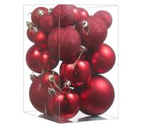 Boules de Noël, boules, décoration, boule 4 à 8 cm, ornements suspendus for arbre, d'intérieur, fournitures fête du nouvel an, accessoire(Red)