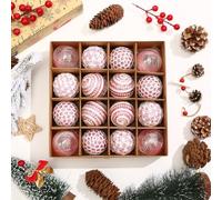 Boules De Noël, Champagne 16 Boules De Noël 6cm Coloré Boules De Couleur Arbre De Noël Décoration Pendentif Arbre De Noël Vacances Guirlande Décoration (Rose)