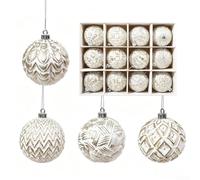 Boules de Noël de luxe en plastique 8 cm (style A) | Parfait pour les arbres de Noël, les bougeoirs, les projets de bricolage, les fêtes de vacances, les décorations d'hiver