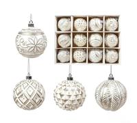 Boules de Noël de luxe en plastique 8 cm (style B) | Parfait pour les arbres de Noël, les bougeoirs, les projets de bricolage, les fêtes de vacances, les décorations d'hiver